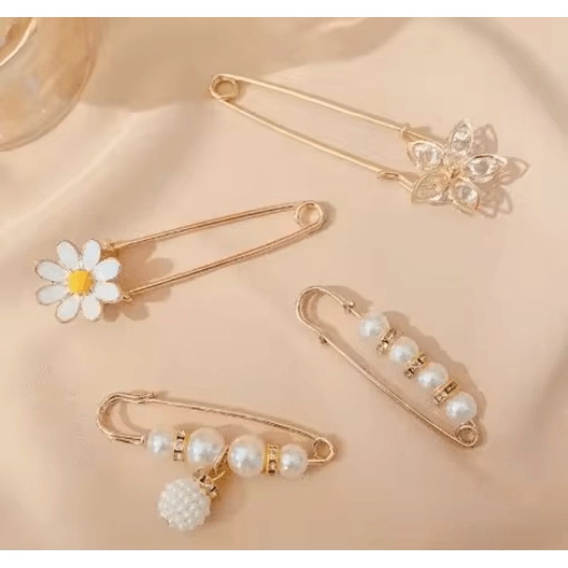 4Piece Pearl Waist Adjustment Buckle Set Decorative Clothing Extenders 4