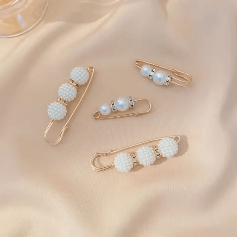 4Piece Pearl Waist Adjustment Buckle Set Decorative Clothing Extenders 7
