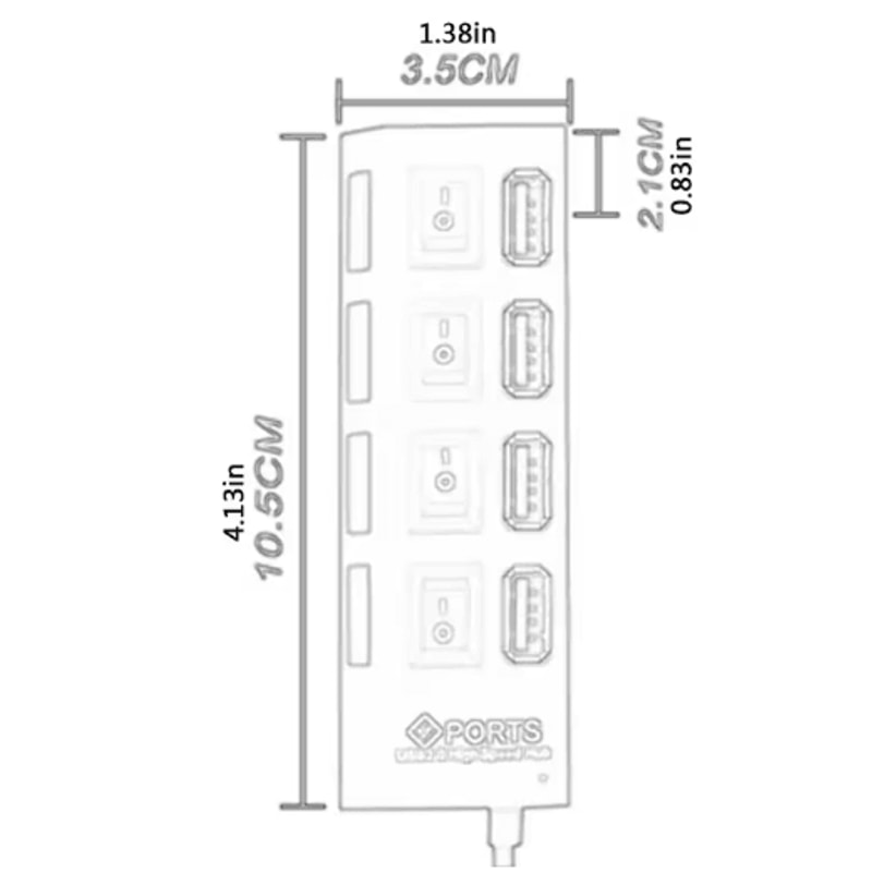 4Port USB 20 Hub With LED Switch HighSpeed USB Splitter For PC Laptop 2