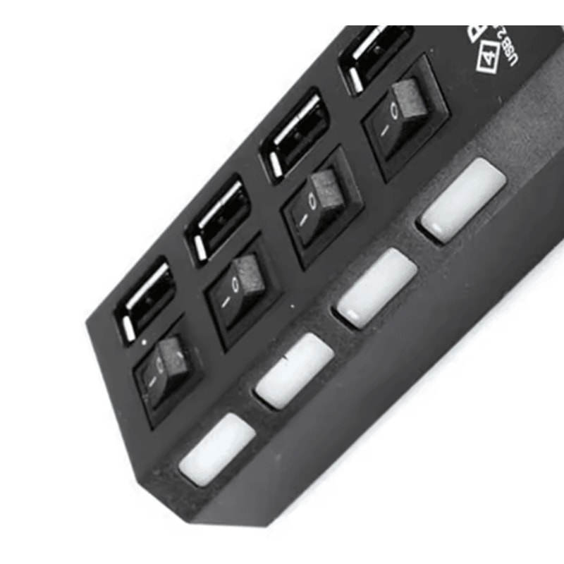4Port USB 20 Hub With LED Switch HighSpeed USB Splitter For PC Laptop 4