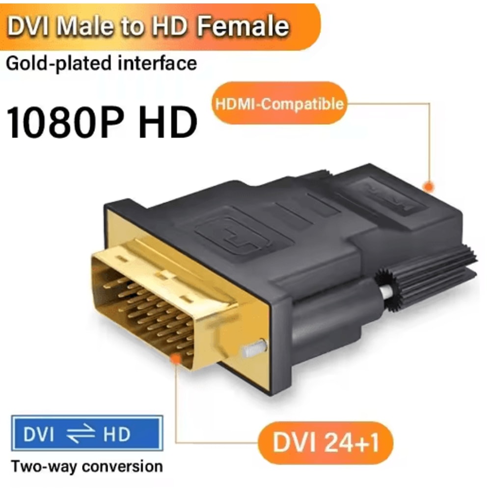 1080P DVI To HDMI BiDirectional Adapter Cable DVI 241 Male To HDMI Female 1
