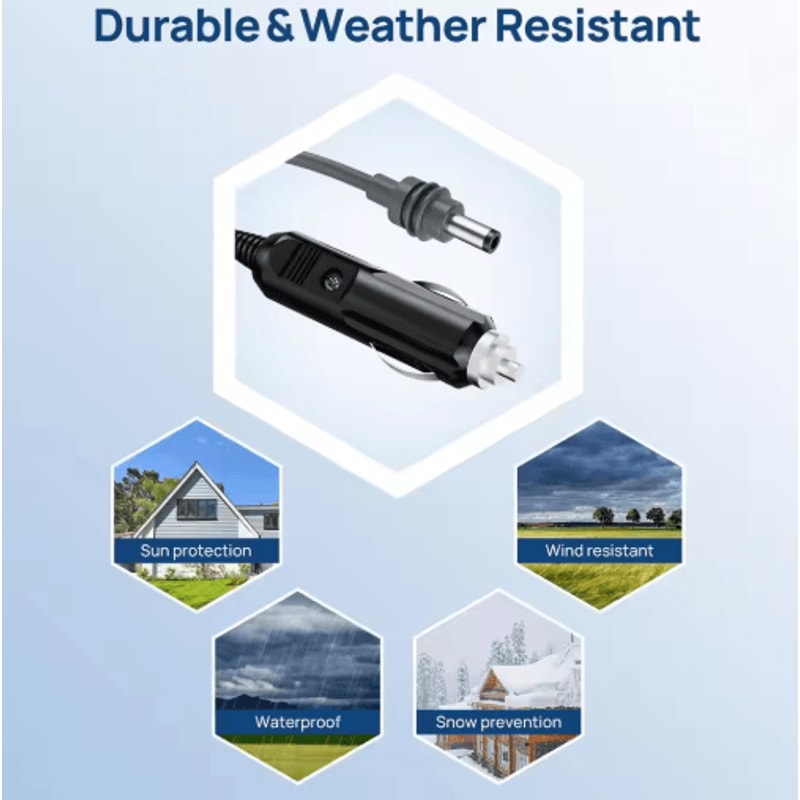 Starlink Mini 12V DC Power Cable Direct Cigarette Lighter Adapter 16FT 5M Waterproof 7
