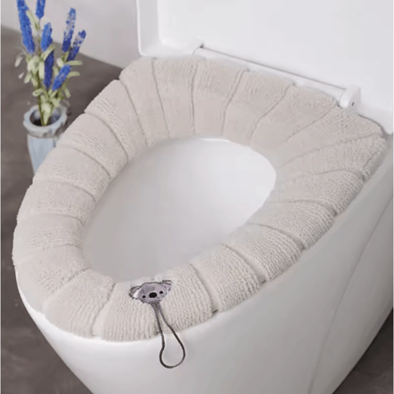 Portable Knitted Toilet Seat Cover Thickened Washable Warm OType Universal 4