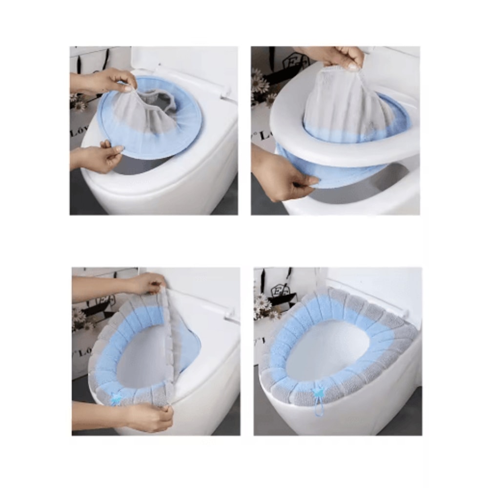 Portable Knitted Toilet Seat Cover Thickened Washable Warm OType Universal 6