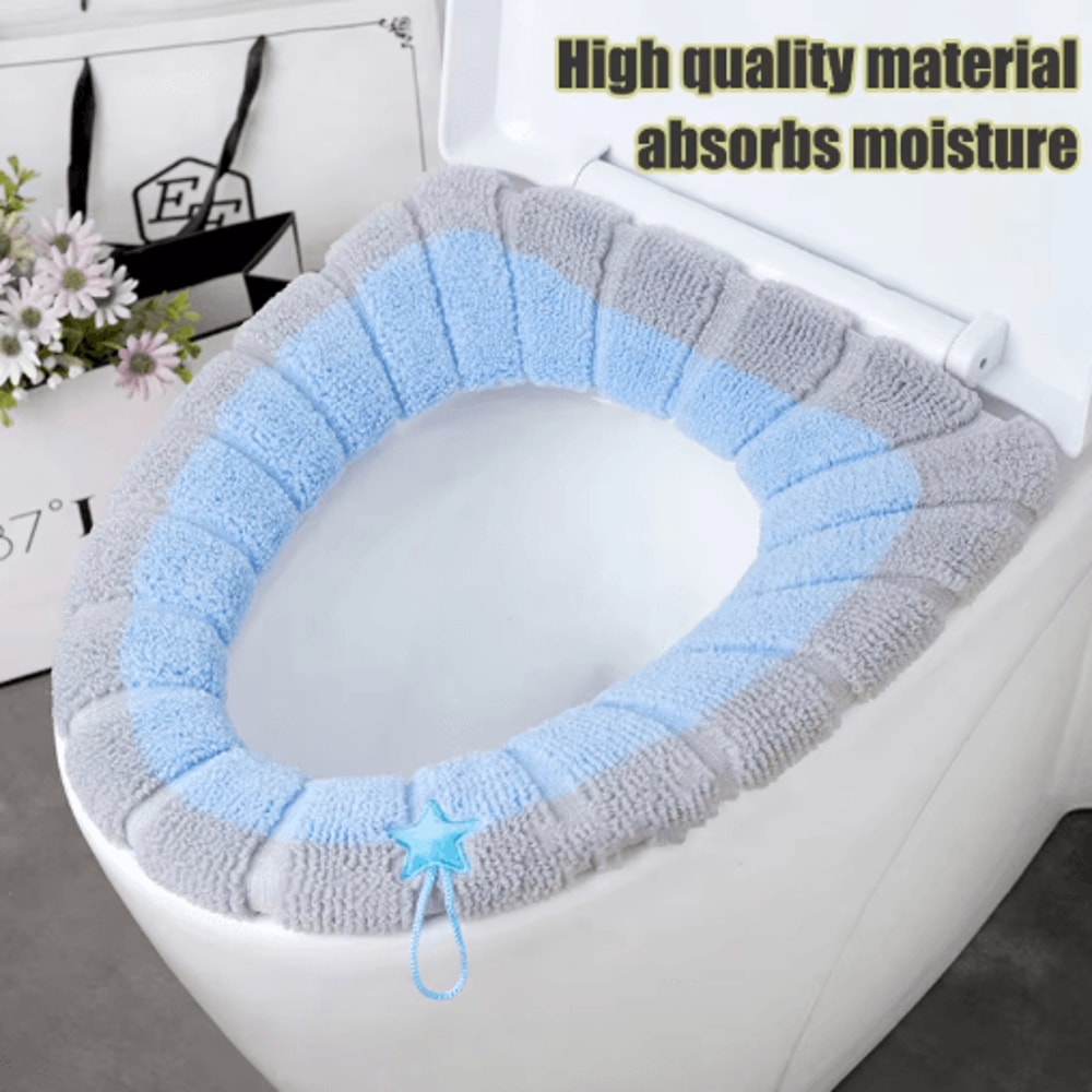 Portable Knitted Toilet Seat Cover Thickened Washable Warm OType Universal 9