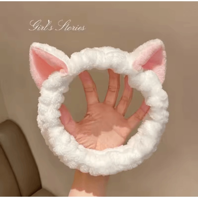 Cute Cat Coral Plush Hairband Soft Bow Headband For Makeup Face Washing 2