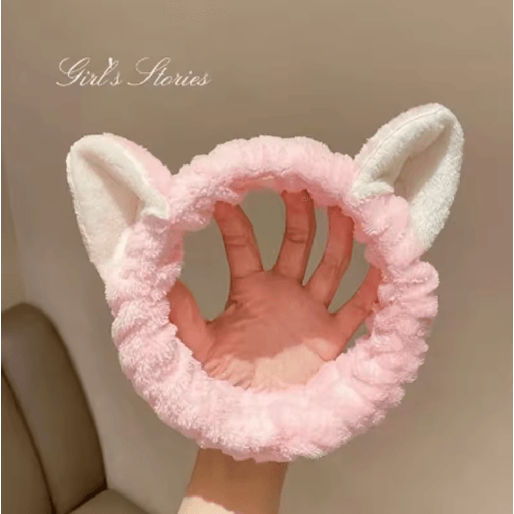 Cute Cat Coral Plush Hairband Soft Bow Headband For Makeup Face Washing 4