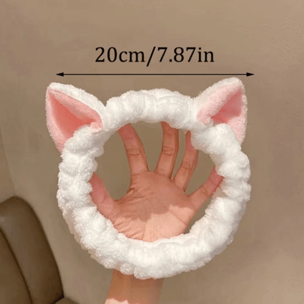 Cute Cat Coral Plush Hairband Soft Bow Headband For Makeup Face Washing 5