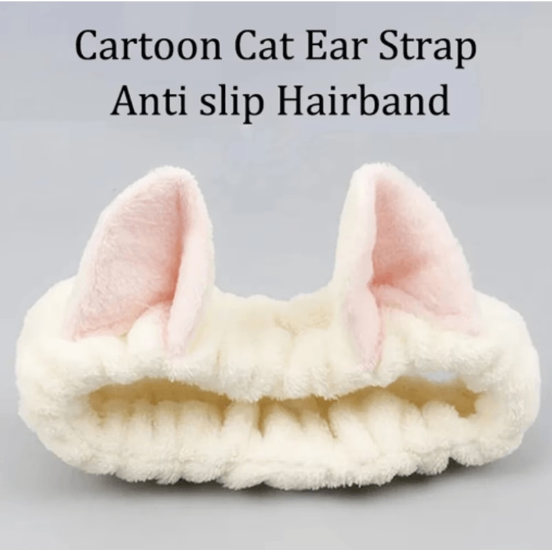 Cute Cat Coral Plush Hairband Soft Bow Headband For Makeup Face Washing 6
