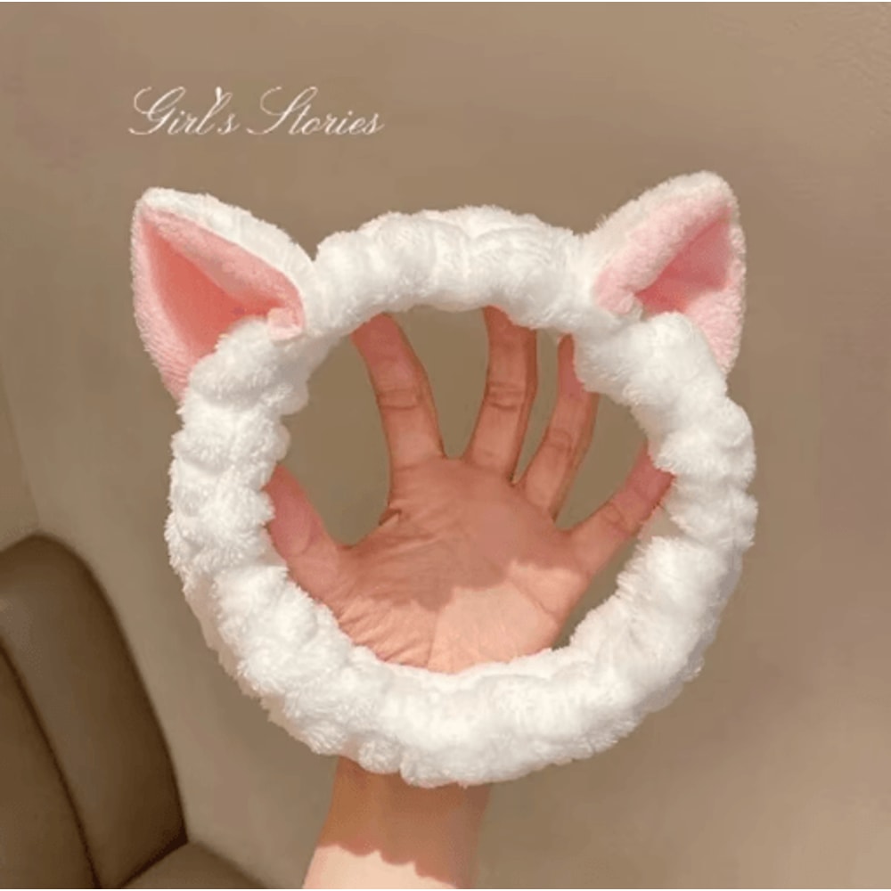 Cute Cat Coral Plush Hairband Soft Bow Headband For Makeup Face Washing 9