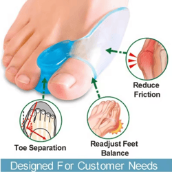 silicone toe splitter corrector for hallux valgus (2-piece set)