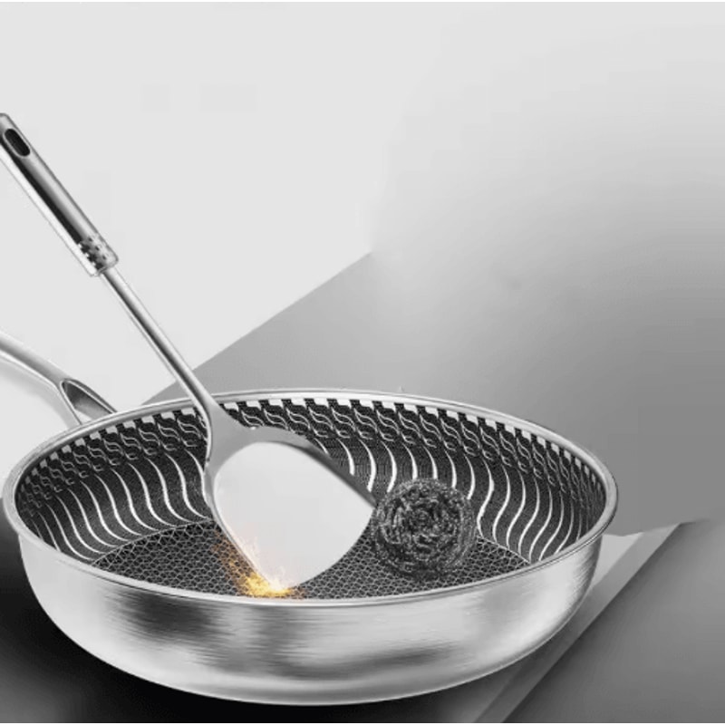 TriPly 316 Stainless Steel Honeycomb Wok Skillet WholeBody Construction For All Stoves 3