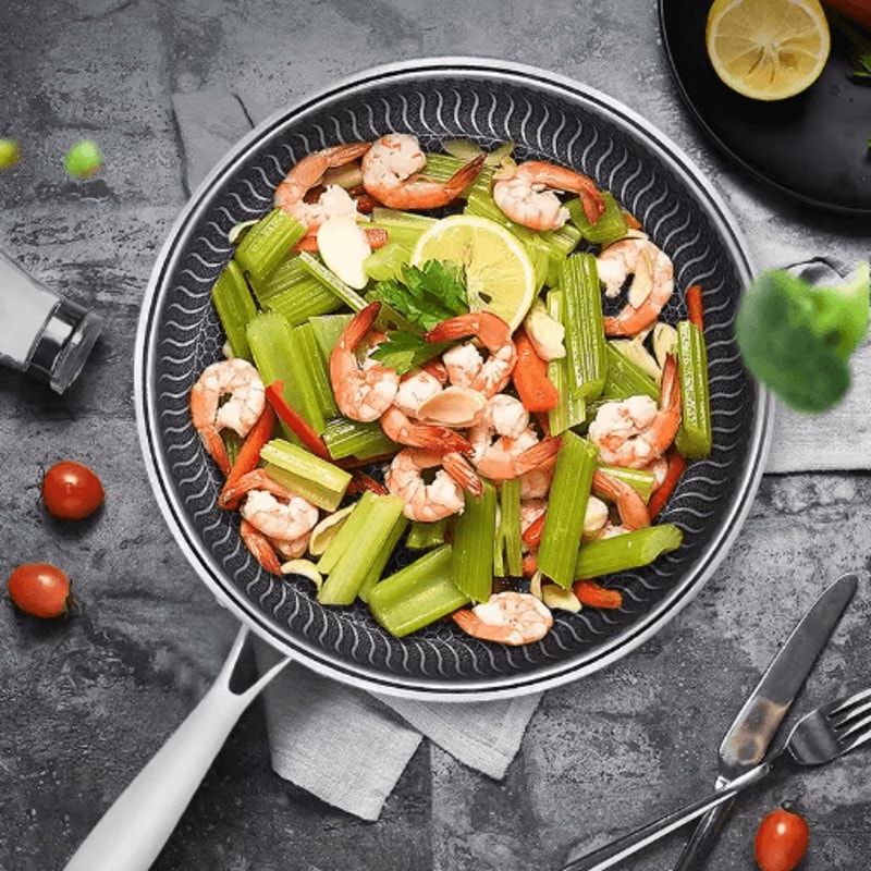 TriPly 316 Stainless Steel Honeycomb Wok Skillet WholeBody Construction For All Stoves 5
