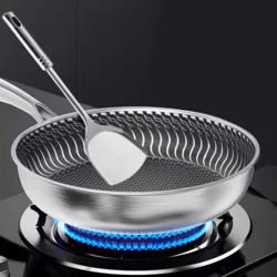 tri-ply 316 stainless steel honeycomb wok skillet – whole-body construction for all stoves