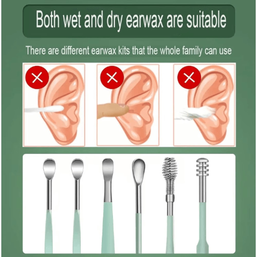 6 Piece Stainless Steel Ear Cleaner Set Precision Earwax Removal Tools 6