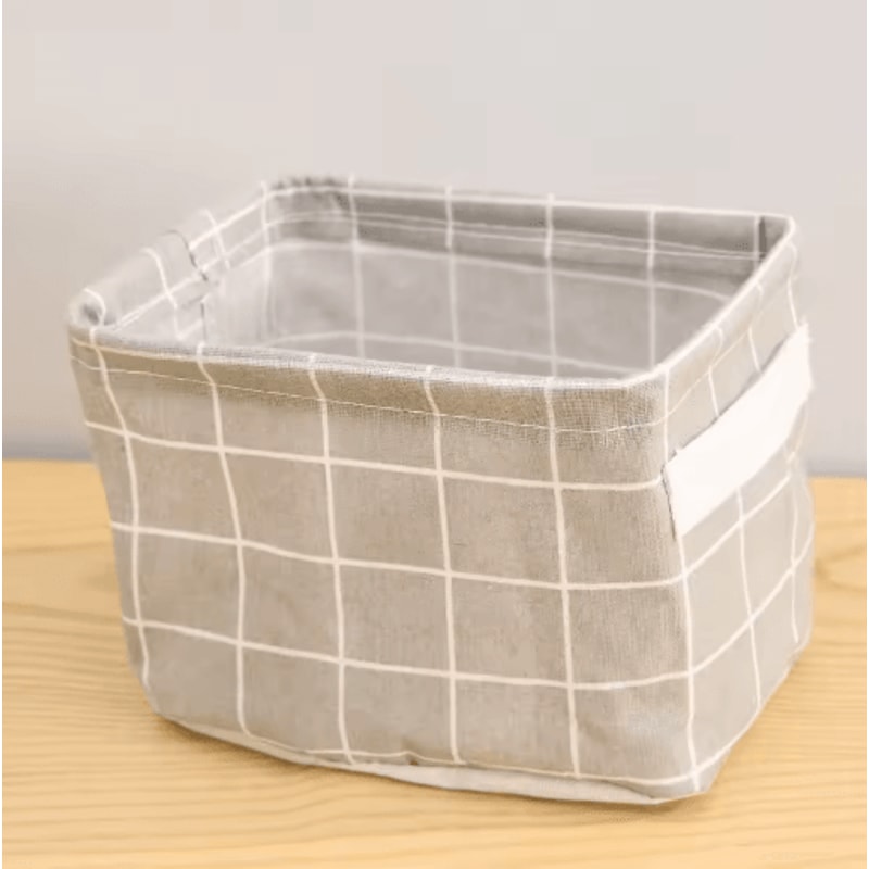 Cotton And Hemp Storage Basket With Handles Printed Tabletop Organizer 1