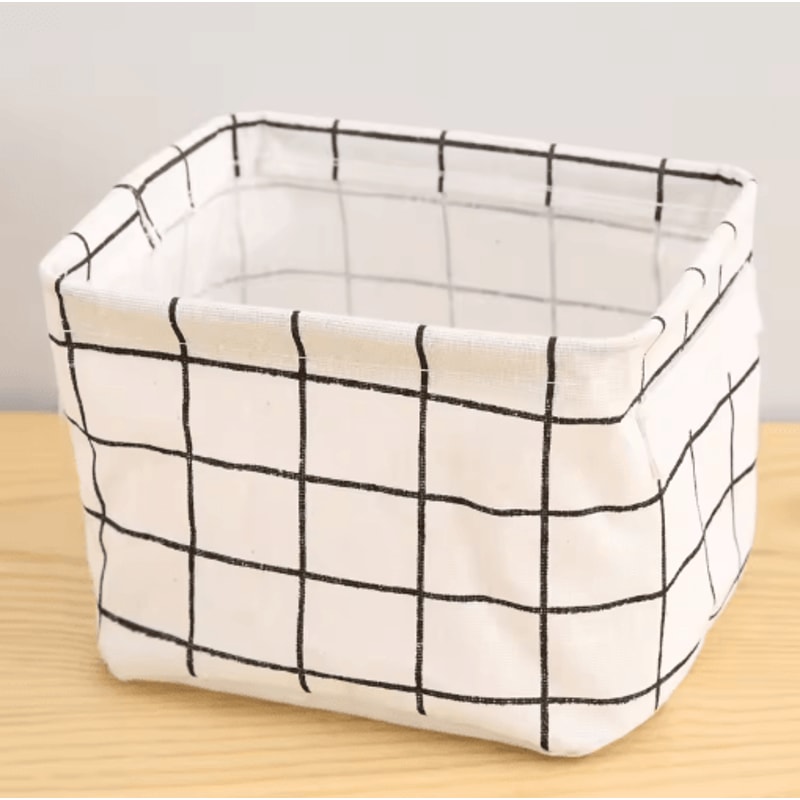 Cotton And Hemp Storage Basket With Handles Printed Tabletop Organizer 2