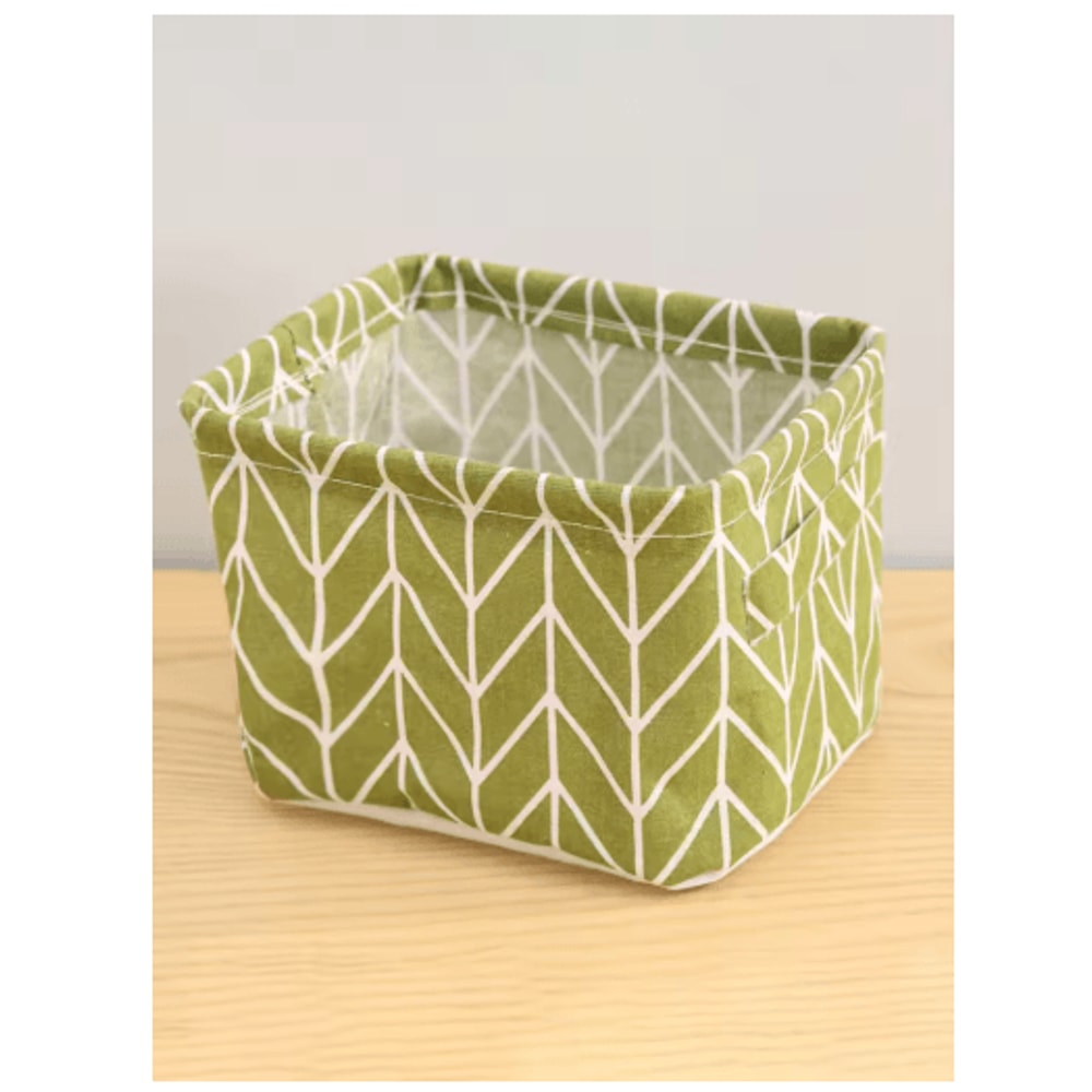 Cotton And Hemp Storage Basket With Handles Printed Tabletop Organizer 3