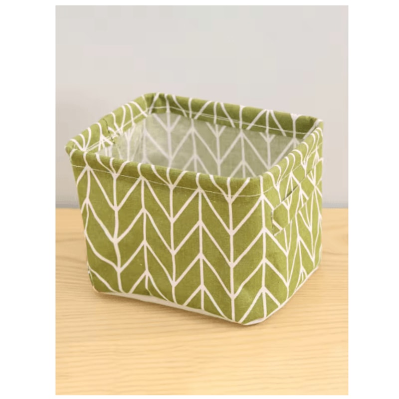 Cotton And Hemp Storage Basket With Handles Printed Tabletop Organizer 3
