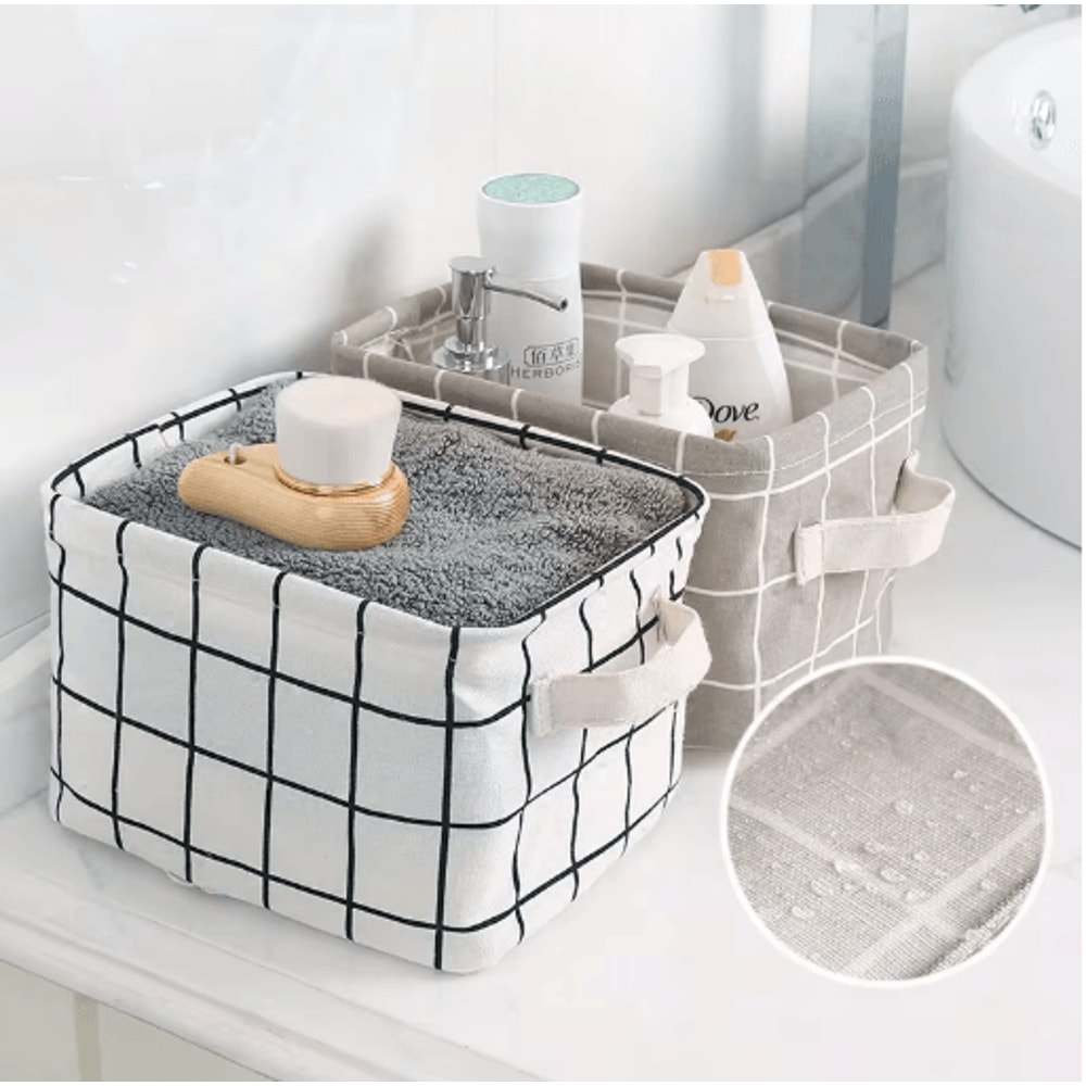 Cotton And Hemp Storage Basket With Handles Printed Tabletop Organizer 9