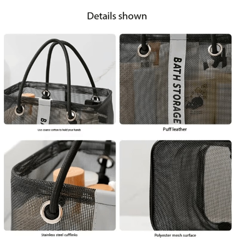 Collapsible 2 In 1 Mesh Drain Basket Portable Toiletry Swim Organizer 3