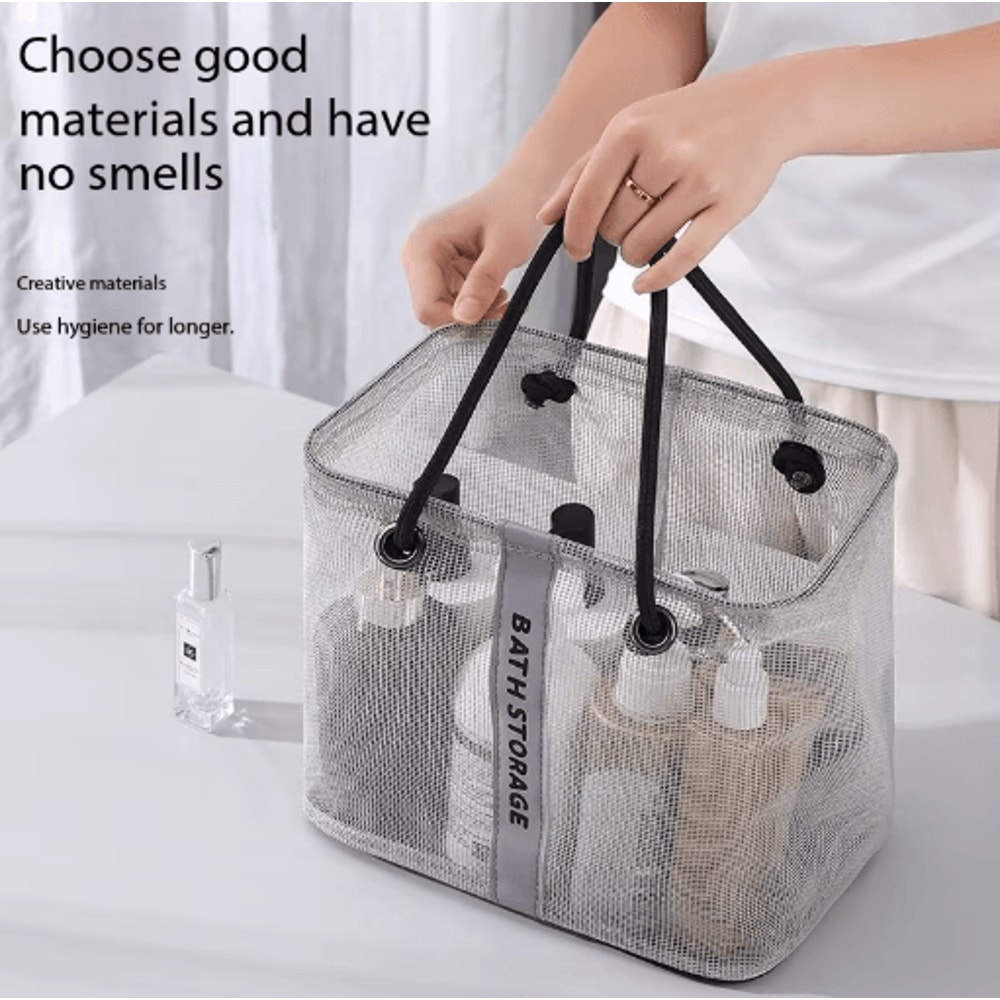 Collapsible 2 In 1 Mesh Drain Basket Portable Toiletry Swim Organizer 7