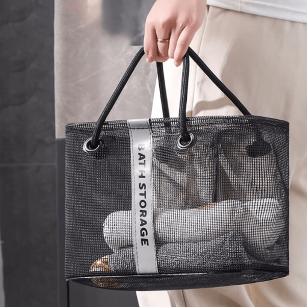 Collapsible 2 In 1 Mesh Drain Basket Portable Toiletry Swim Organizer 0