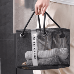 collapsible 2 in 1 mesh drain basket portable toiletry & swim organizer