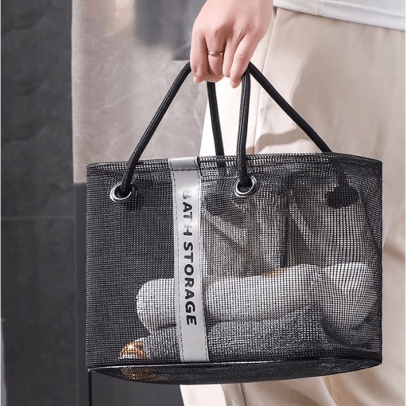 Collapsible 2 In 1 Mesh Drain Basket Portable Toiletry Swim Organizer 0