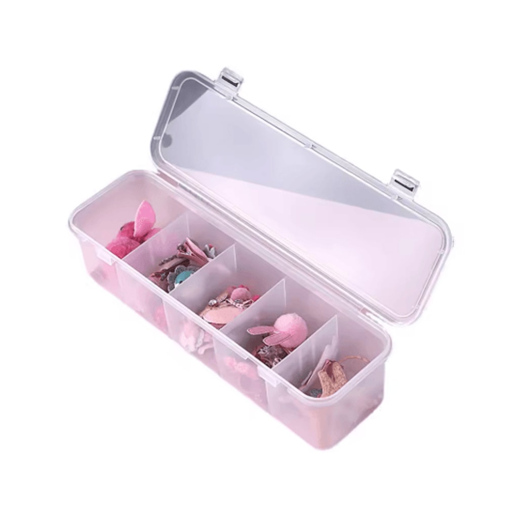 5 Compartment Plastic Jewelry And Hair Accessories Storage Box Desktop Organizer 2