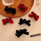 2 Piece Vintage Black Bow Velvet Hair Clip Set Princess Style Grab Clips 1