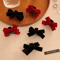 2 Piece Vintage Black Bow Velvet Hair Clip Set Princess Style Grab Clips 2