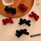 2 Piece Vintage Black Bow Velvet Hair Clip Set Princess Style Grab Clips 2