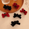 2 Piece Vintage Black Bow Velvet Hair Clip Set Princess Style Grab Clips 4