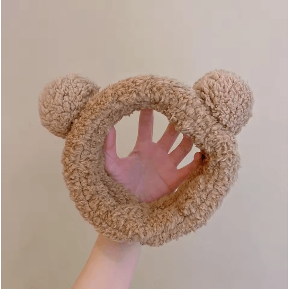 Cute Bear Plush Hair Band Anti Slip Makeup And Face Wash Headwear 1