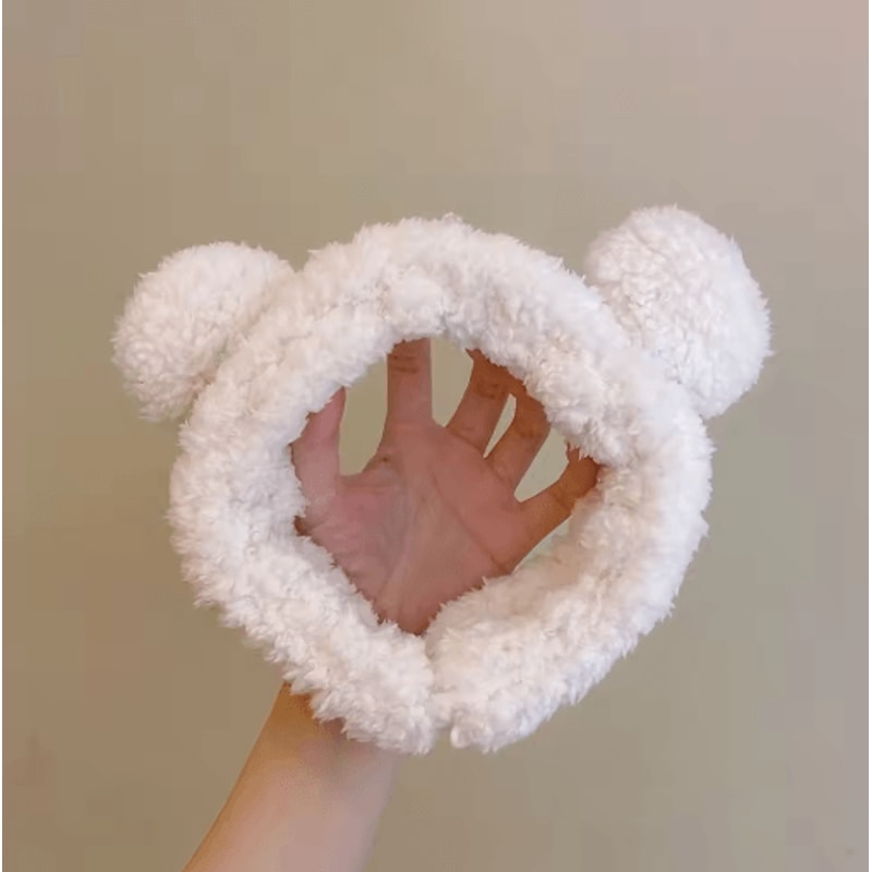 Cute Bear Plush Hair Band Anti Slip Makeup And Face Wash Headwear 2