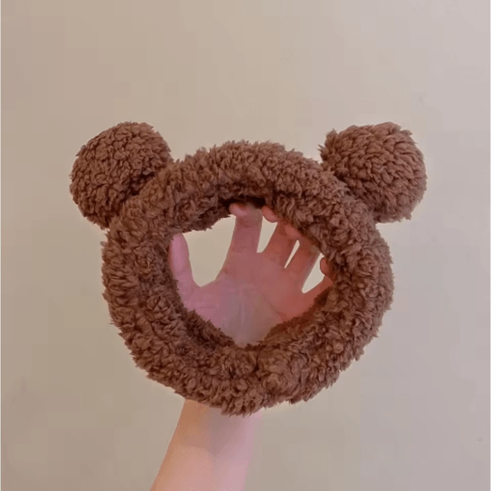 Cute Bear Plush Hair Band Anti Slip Makeup And Face Wash Headwear 3