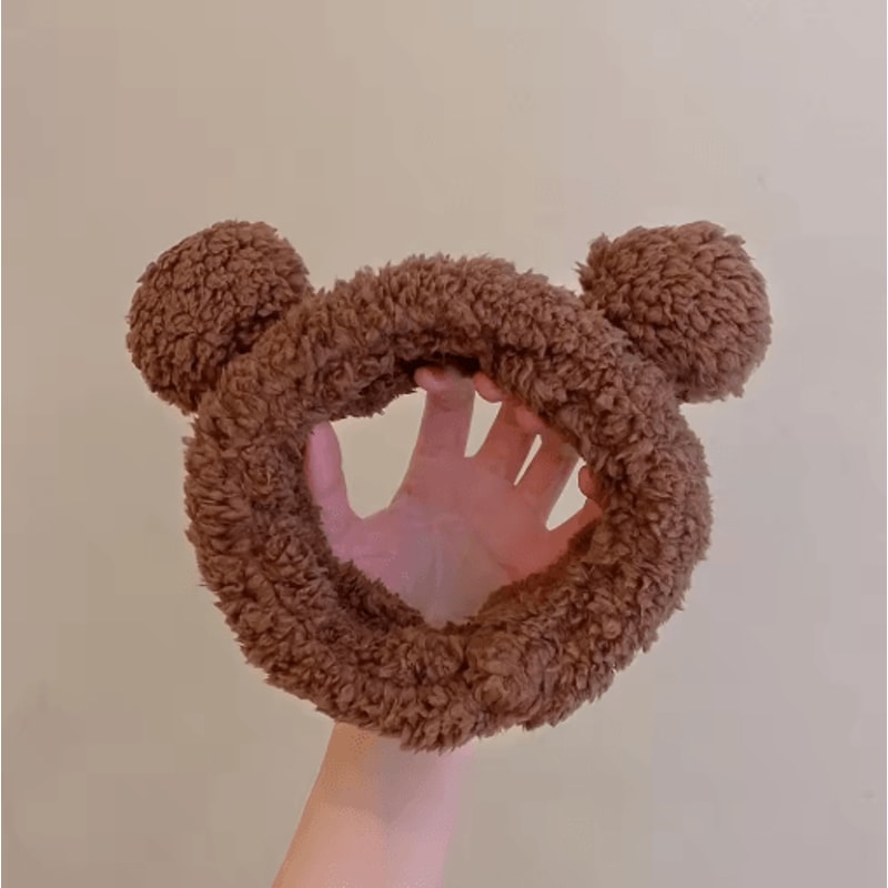 Cute Bear Plush Hair Band Anti Slip Makeup And Face Wash Headwear 3