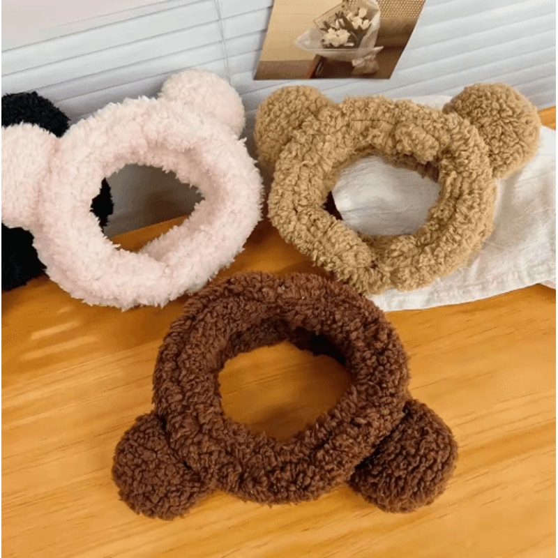 Cute Bear Plush Hair Band Anti Slip Makeup And Face Wash Headwear 0
