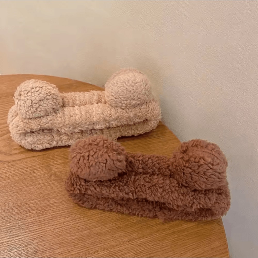 Cute Bear Plush Hair Band Anti Slip Makeup And Face Wash Headwear 6