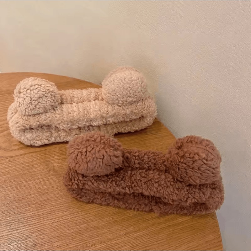 Cute Bear Plush Hair Band Anti Slip Makeup And Face Wash Headwear 6