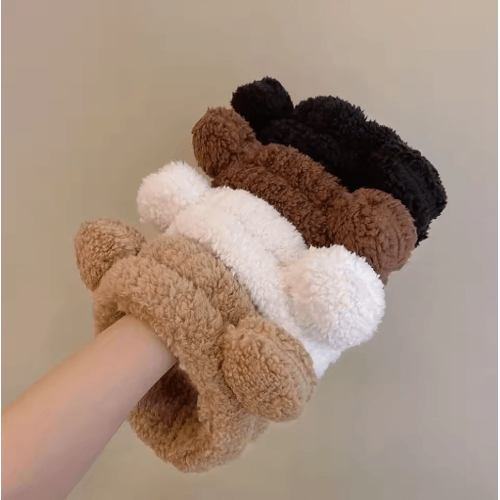 Cute Bear Plush Hair Band Anti Slip Makeup And Face Wash Headwear 8