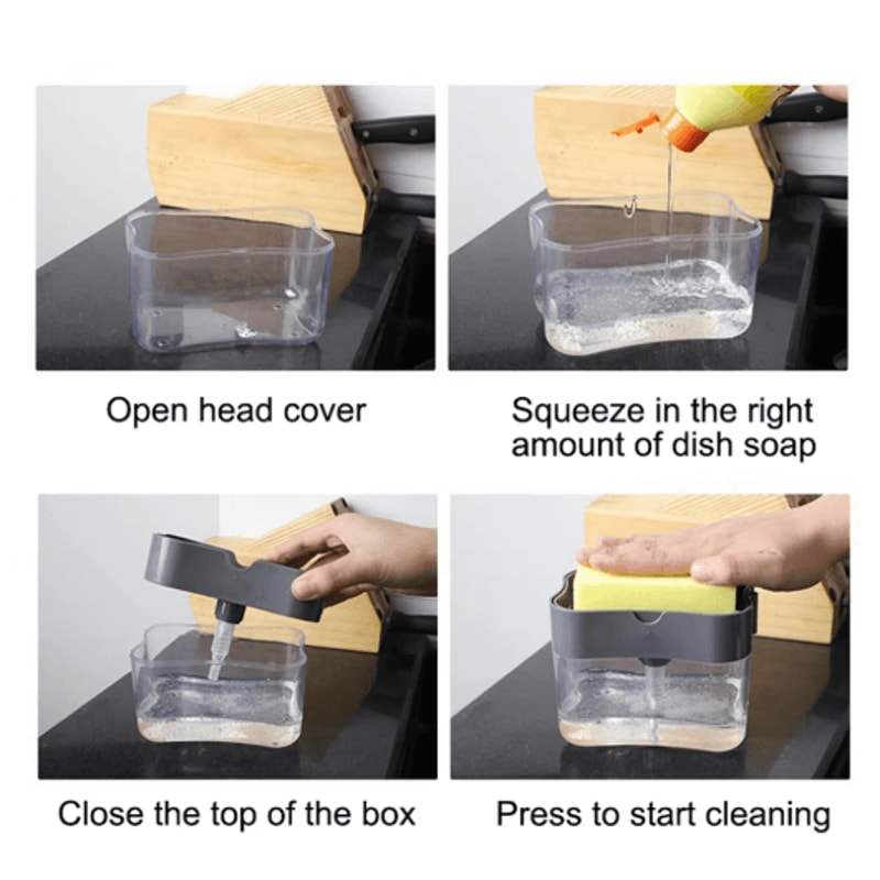 Press Type Dishwashing Brush With Soap Dispenser Automatic Cleaning Pot Brush 5