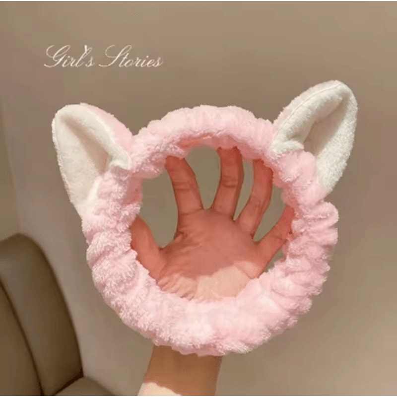 Cat Coral Plush Hairband Cute Soft Bow Headband For Face Wash And Makeup 1