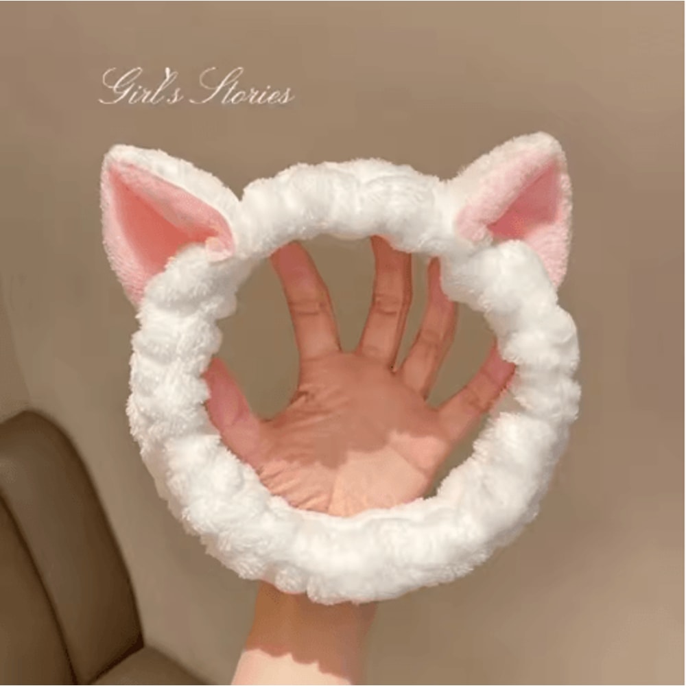Cat Coral Plush Hairband Cute Soft Bow Headband For Face Wash And Makeup 2
