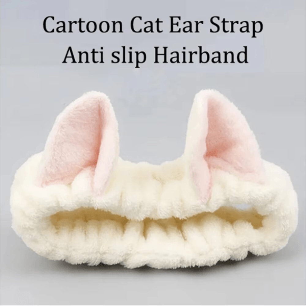 Cat Coral Plush Hairband Cute Soft Bow Headband For Face Wash And Makeup 3