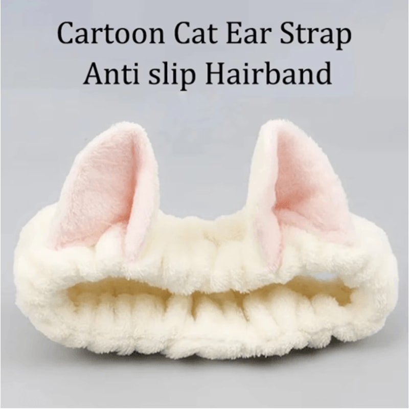 Cat Coral Plush Hairband Cute Soft Bow Headband For Face Wash And Makeup 3