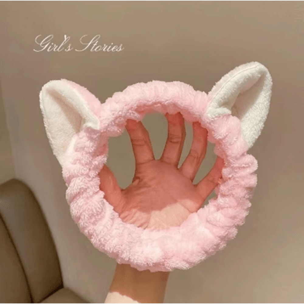 Cat Coral Plush Hairband Cute Soft Bow Headband For Face Wash And Makeup 4