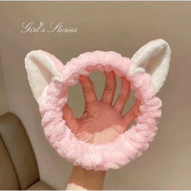 Cat Coral Plush Hairband Cute Soft Bow Headband For Face Wash And Makeup 4