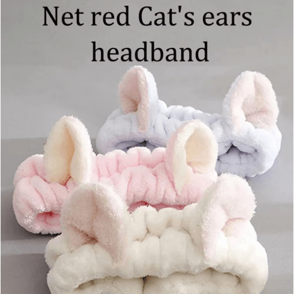 Cat Coral Plush Hairband Cute Soft Bow Headband For Face Wash And Makeup 5